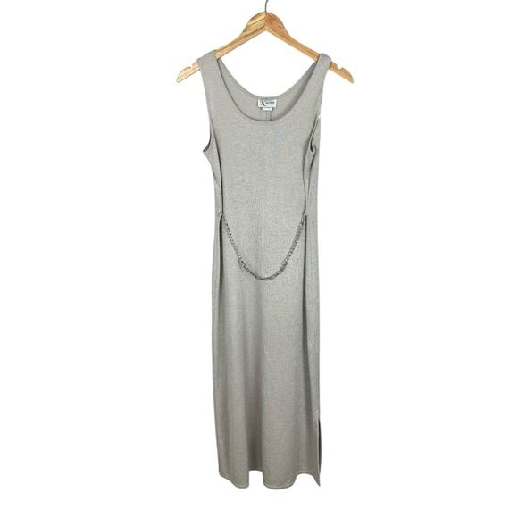 Vintage 90’s Scoop Neck Slip Midi Belted Chain Silver Dress Size 8 by K Studio - Picture 6 of 16